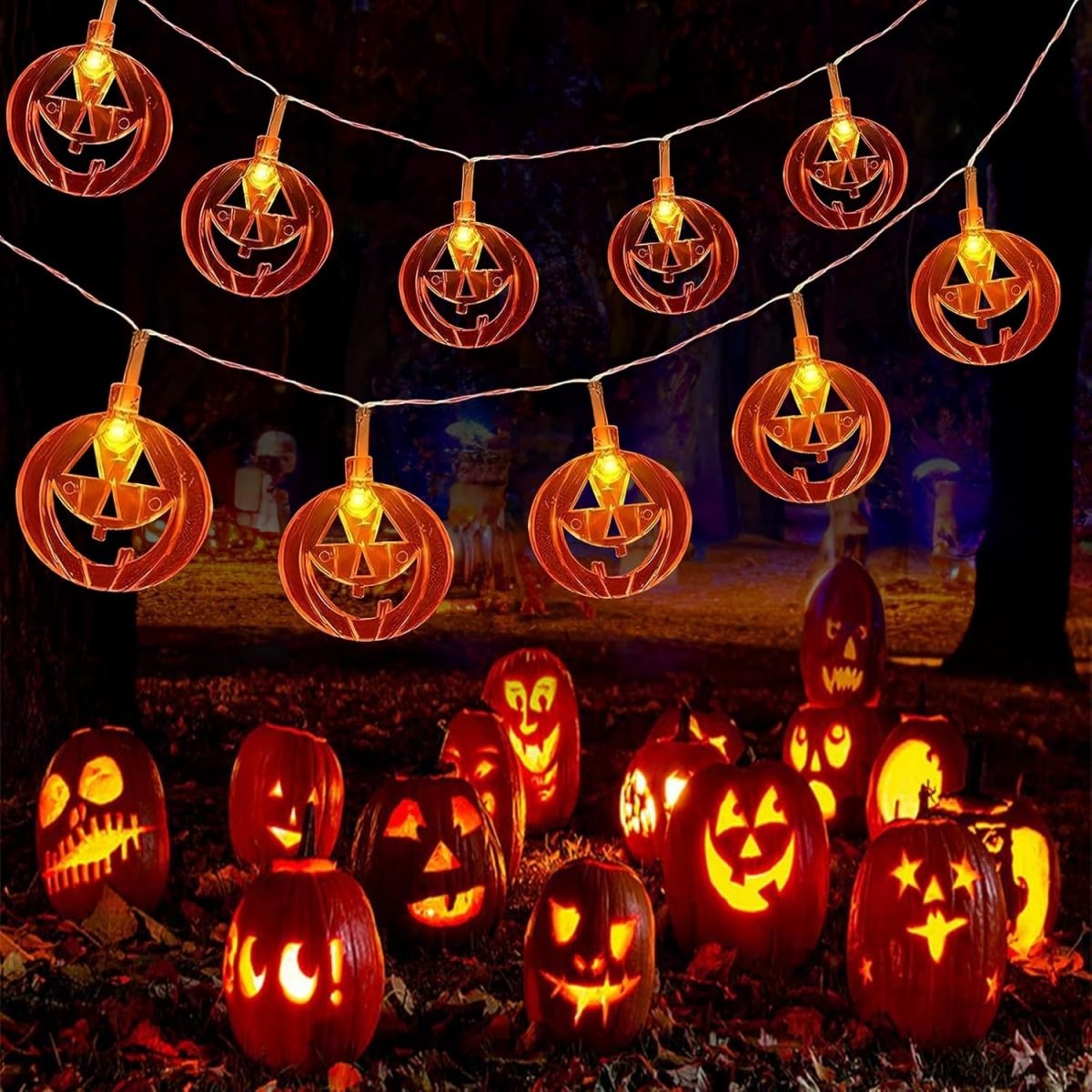 Halloween Led String Lights Orange - 1 adet 20LED turuncu düz içi